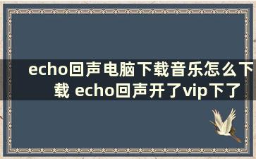 echo回声电脑下载音乐怎么下载 echo回声开了vip下了歌，怎么设成铃声啊